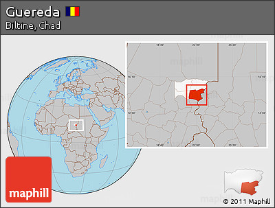 Gray Location Map of Guereda, highlighted parent region