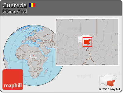 Gray Location Map of Guereda, highlighted parent region
