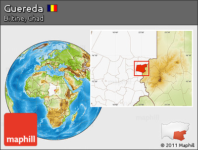 Physical Location Map of Guereda, highlighted country