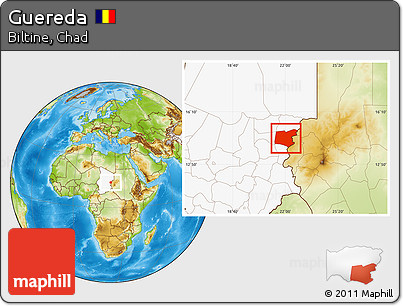 Physical Location Map of Guereda, highlighted country