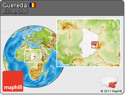 Physical Location Map of Guereda, highlighted country, highlighted parent region, within the entire country