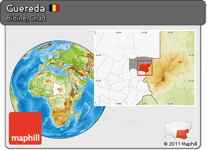 Physical Location Map of Guereda, highlighted country, highlighted parent region