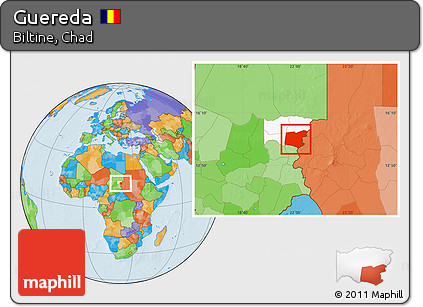 Political Location Map of Guereda, highlighted parent region