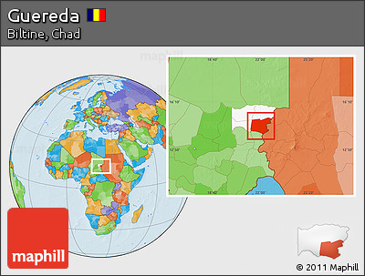 Political Location Map of Guereda, highlighted parent region