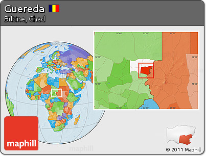Political Location Map of Guereda, highlighted parent region