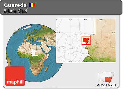 Satellite Location Map of Guereda, highlighted country