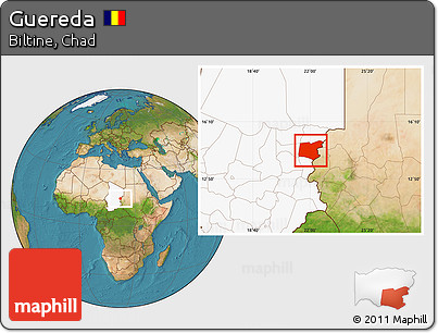 Satellite Location Map of Guereda, highlighted country