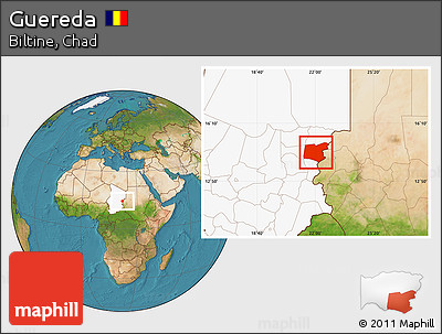Satellite Location Map of Guereda, highlighted country