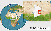 Satellite Location Map of Guereda, highlighted country, highlighted parent region, within the entire country