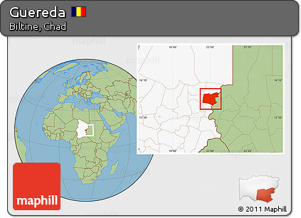 Savanna Style Location Map of Guereda, highlighted country