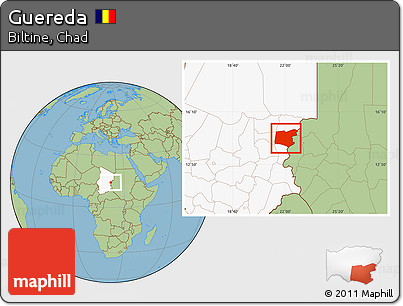 Savanna Style Location Map of Guereda, highlighted country
