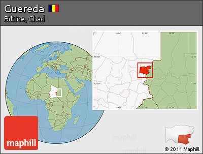 Savanna Style Location Map of Guereda, highlighted country