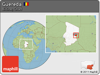 Savanna Style Location Map of Guereda, highlighted country, highlighted parent region, within the entire country