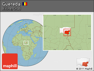 Savanna Style Location Map of Guereda, highlighted parent region