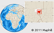 Shaded Relief Location Map of Guereda, highlighted parent region