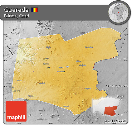 Physical Map of Guereda, desaturated