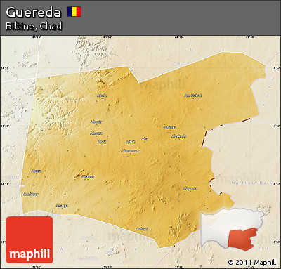Physical Map of Guereda, lighten