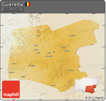 Physical Map of Guereda, lighten