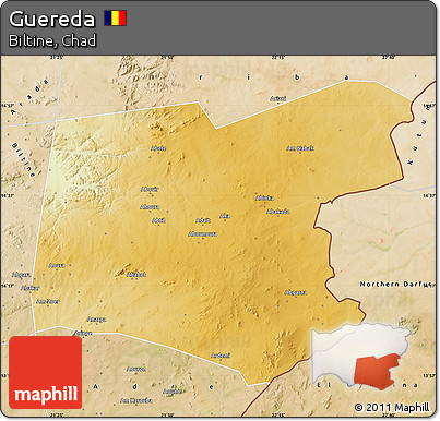 Physical Map of Guereda, satellite outside