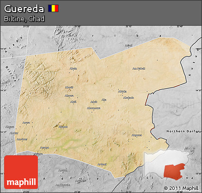 Satellite Map of Guereda, desaturated