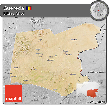 Satellite Map of Guereda, desaturated