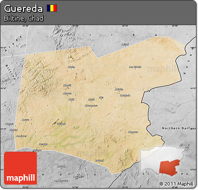 Satellite Map of Guereda, desaturated