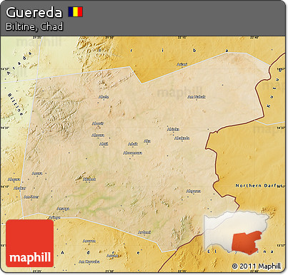 Satellite Map of Guereda, physical outside