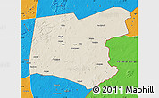 Shaded Relief Map of Guereda, political outside