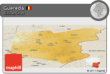 Physical Panoramic Map of Guereda, shaded relief outside
