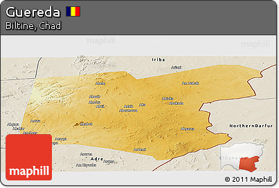 Physical Panoramic Map of Guereda, shaded relief outside