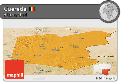 Political Panoramic Map of Guereda, satellite outside
