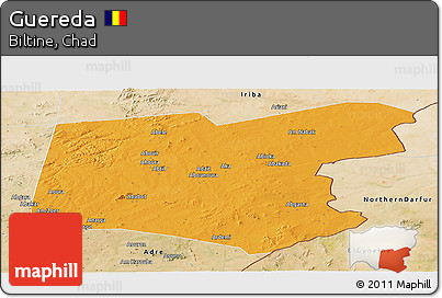 Political Panoramic Map of Guereda, satellite outside