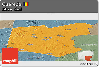 Political Panoramic Map of Guereda, semi-desaturated