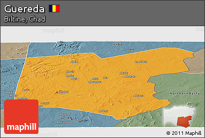 Political Panoramic Map of Guereda, semi-desaturated