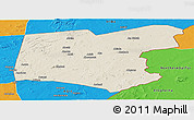 Shaded Relief Panoramic Map of Guereda, political outside