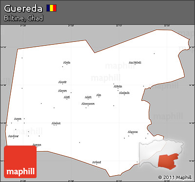 Gray Simple Map of Guereda, cropped outside