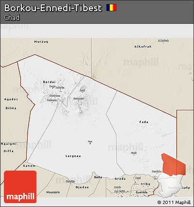Classic Style 3D Map of Borkou-Ennedi-Tibest