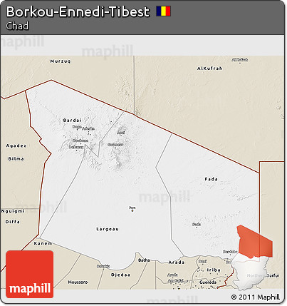 Classic Style 3D Map of Borkou-Ennedi-Tibest