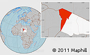 Gray Location Map of Bardai, highlighted parent region, hill shading