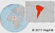 Gray Location Map of Bardai, hill shading