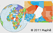 Political Location Map of Bardai, highlighted country, within the entire country