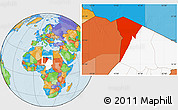 Political Location Map of Bardai, highlighted country
