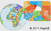 Political Location Map of Bardai, highlighted parent region, within the entire country
