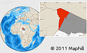 Shaded Relief Location Map of Bardai, highlighted country, highlighted parent region