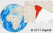 Shaded Relief Location Map of Bardai, highlighted country