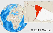 Shaded Relief Location Map of Bardai, highlighted parent region