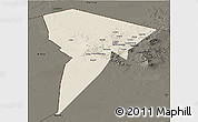 Shaded Relief Panoramic Map of Bardai, darken