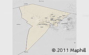 Shaded Relief Panoramic Map of Bardai, desaturated