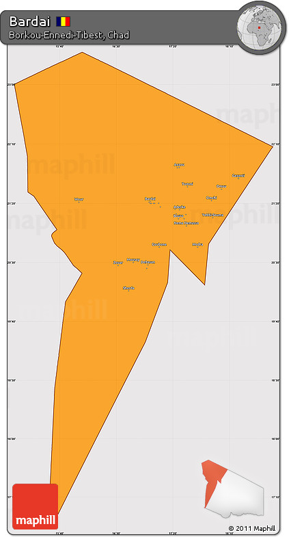 Political Simple Map of Bardai, cropped outside