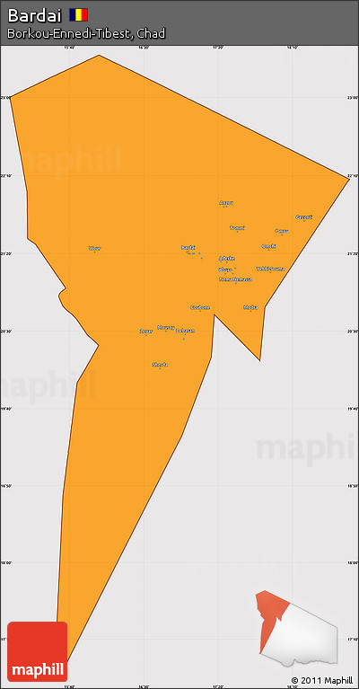 Political Simple Map of Bardai, cropped outside